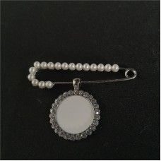 sublimation blank heart square round oval brooches with bead pin