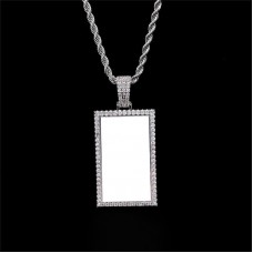 sublimation rectangle zircon high quality necklace pendant