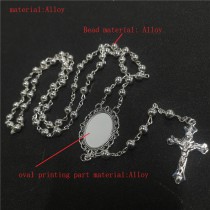 sublimation blank cross metal alloy  bead necklace