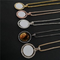 printing size:25mm sublimation small round necklace pendant  two sided printing and can rotate