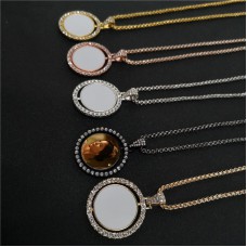 printing size:25mm sublimation small round necklace pendant  two sided printing and can rotate