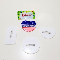 sublimation blank white Acrylic round rectangle  pins