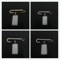 sublimation blank rectangle brooches with zircon pin bead pin
