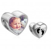 sublimation blank heart photo bead charms with footprint