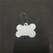 sublimation blank round bones  aluminum keychains with bead chains