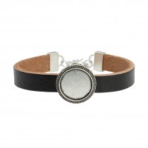 18MM sublimation blank pu leather bracelets- antique silver