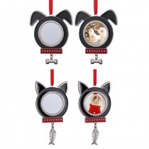 sublimation christmas metal dog and cat ornaments