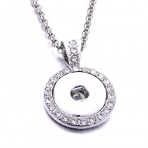 sublimation button zircon necklace pendant   with  stainless steel chain NP092
