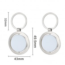 sublimation blank round  metal  keychains  two sided printing can rotate