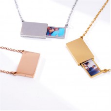 sublimation blank stainless steel drawer locket photo necklaces pendants Both sides are smooth