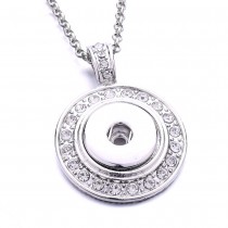 sublimation button round zircon necklace pendant with  stainless steel chain ND095