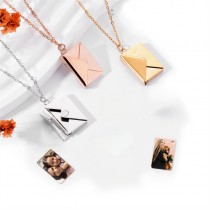 sublimation blank stainless steel envelope  locket photo necklaces pendants