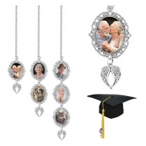 sublimation blank oval graduation grad charm charms with wings
