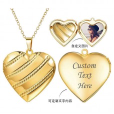stainless steel 27MM-sublimation Diagonal stripe pattern heart locket necklace pendant 