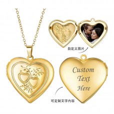 stainless steel 27MM-sublimation double heart locket necklace pendant 