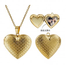 stainless steel 27MM-sublimation scale pattern heart locket necklace pendant 