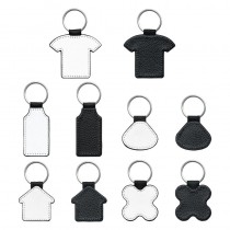 sublimation blank pu leather keychains with glitter