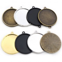 30MM one sided printing-sublimation blank round charms - jewelry part  1hole and 2holes
