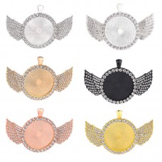 25MM/30MM-sublimation blank round pendant with zircon - jewelry part