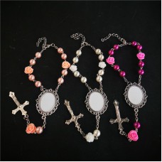 sublimation blank flower cross bead bracelets