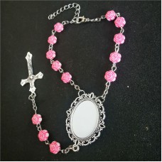 sublimation blank rose flower cross bead bracelets
