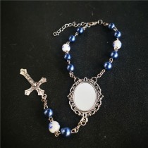 sublimation blank rose flower cross bead bracelets