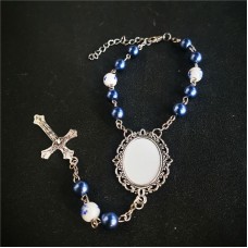 sublimation blank rose flower cross bead bracelets