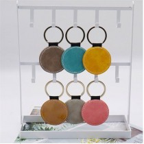 sublimation blank pu leather round keychains colored keychain