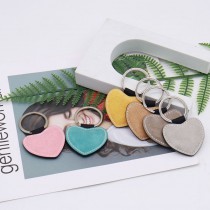 sublimation blank pu leather heart keychains Colored keychain