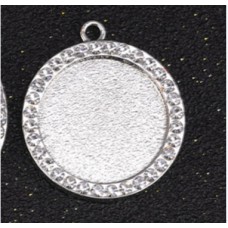 sublimation blank round charms for 20MM with zircon- jewelry part