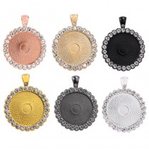 25MM/30MM  sublimation blank round charms with zircon- jewelry part