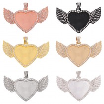 30MM sublimation blank wings heart pendant with zircon - jewelry part