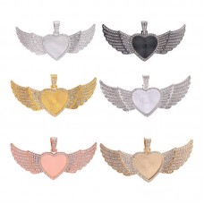 30MM sublimation blank wings small pendant with zircon - jewelry part