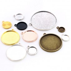 12MM 16MM,18MM，20MM one sided printing-sublimation blank round charms - jewelry part  1hole and  2holes