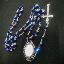 sublimation blank  Imitation crystal cross bead photo necklaces pendants