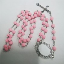 sublimation blank rose flower cross bead photo necklaces pendants