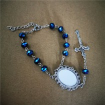 sublimation blank blue cross bead bracelets