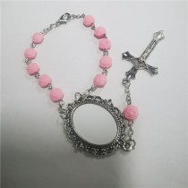 sublimation blank rose flower cross bead bracelets