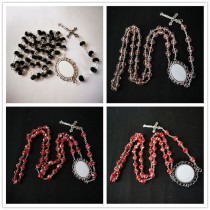 sublimation blank  Imitation crystal cross bead photo necklaces pendants